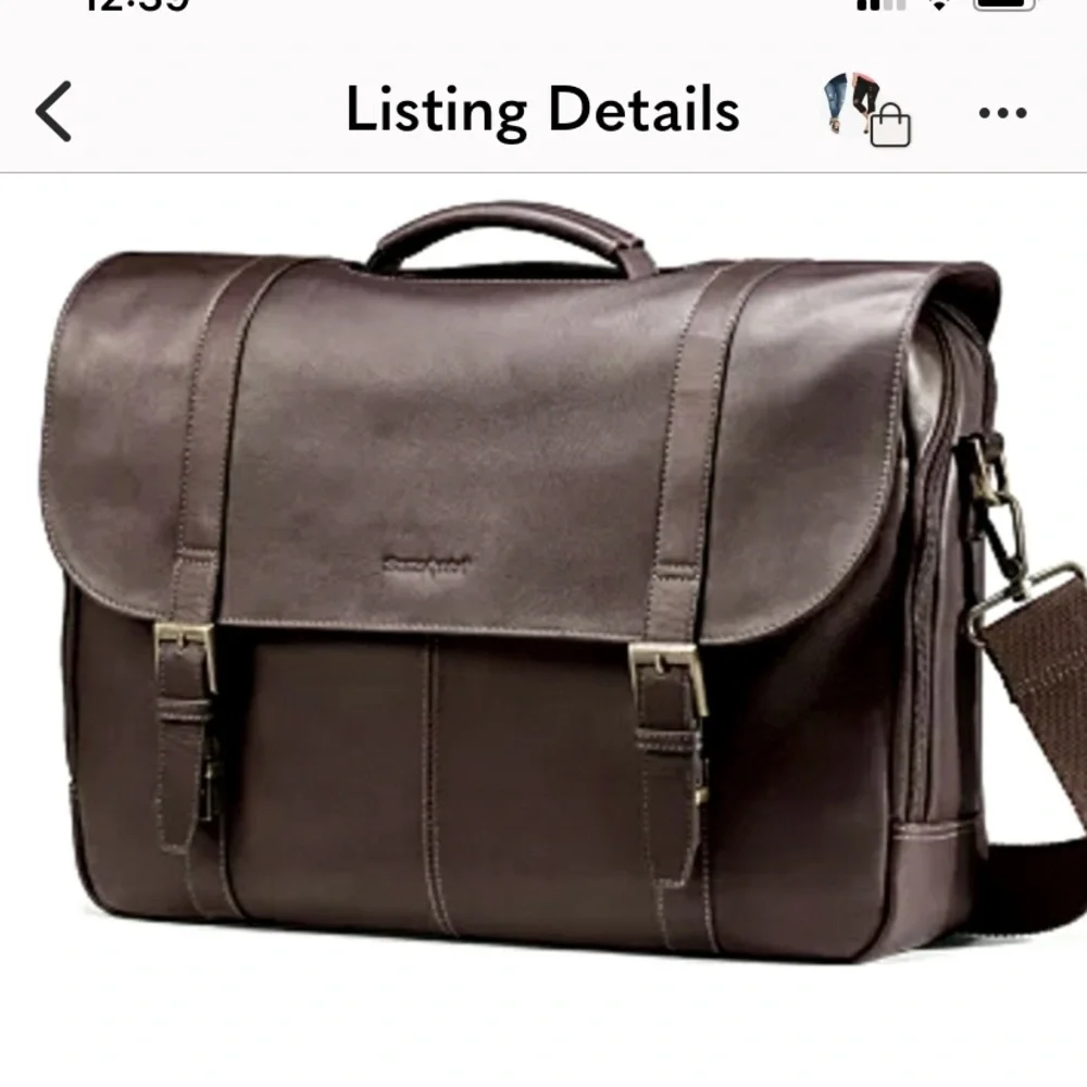 Samsonite laptop leather flap over carry on case